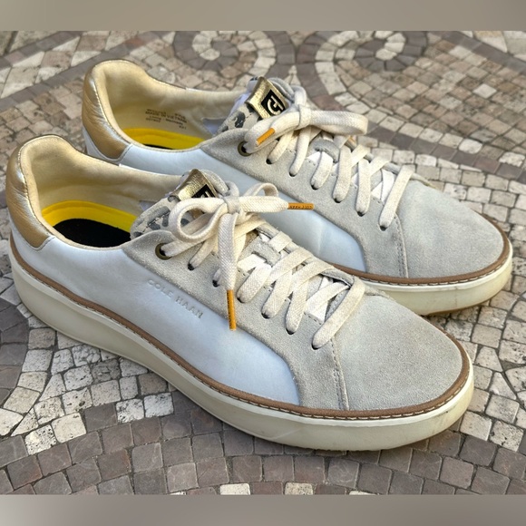 Cole Haan Shoes - Cole Haan Grandpro Topspin Leather/Suede Sneaker Womens 8.5B White/Gray Casual